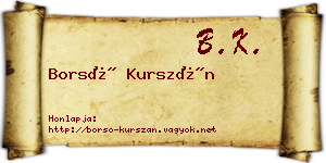 Borsó Kurszán névjegykártya
